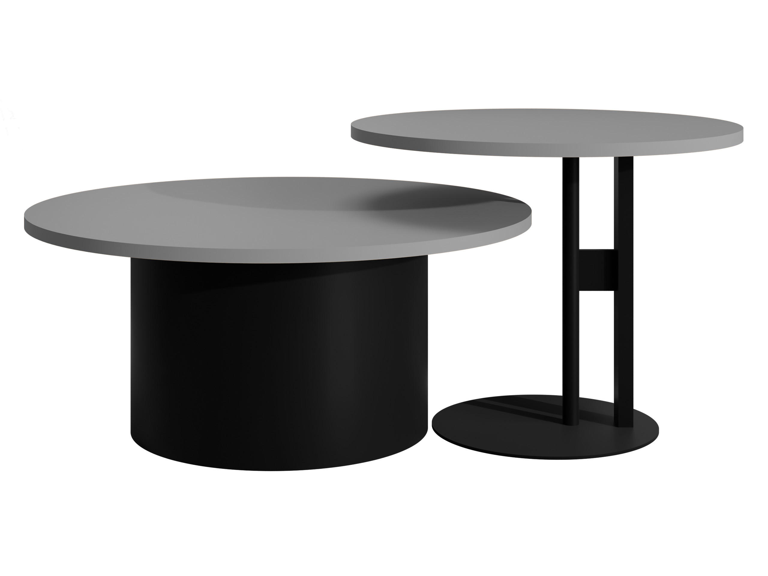 COUCHTISCH-SET Monar - Hellgrau/Schwarz, Holzwerkstoff/Metall (58/58/45cm) - MIRJAN24