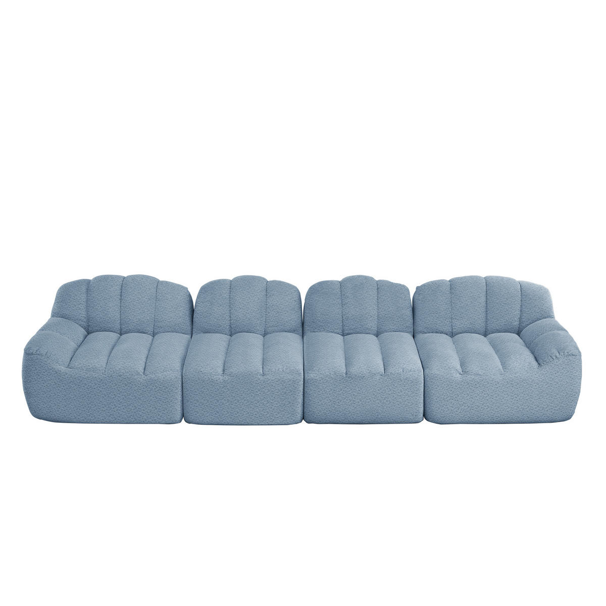 MODULARES 4-Sitzer-Sofa aus granuliertem Fleece mit ergonomischer Muschelform Blau - Blau, Textil (104/79/366cm) - Modenvie