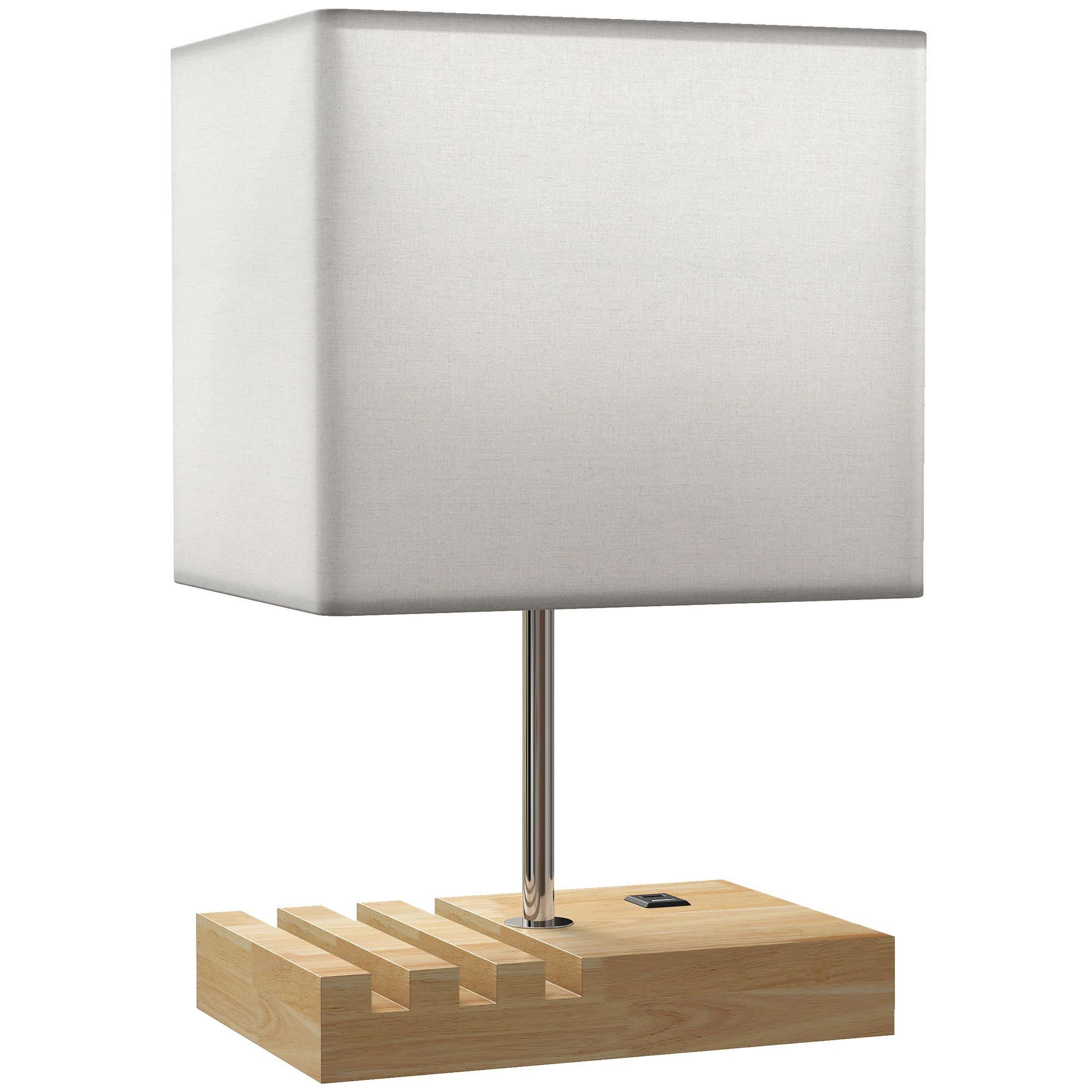 TISCHLAMPE Schreibtischlampe mit E27-Fassung exkl. Glühbirne - Weiß, Holz (25/20/40.5cm) - HOMCOM