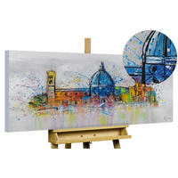 RUČNE MAĽOVANÝ AKRYLOVÝ OBRAZ 120/60 cm, sivý, krajinný motív - sivá, drevo/textil (120/60cm) - KUNSTLOFT