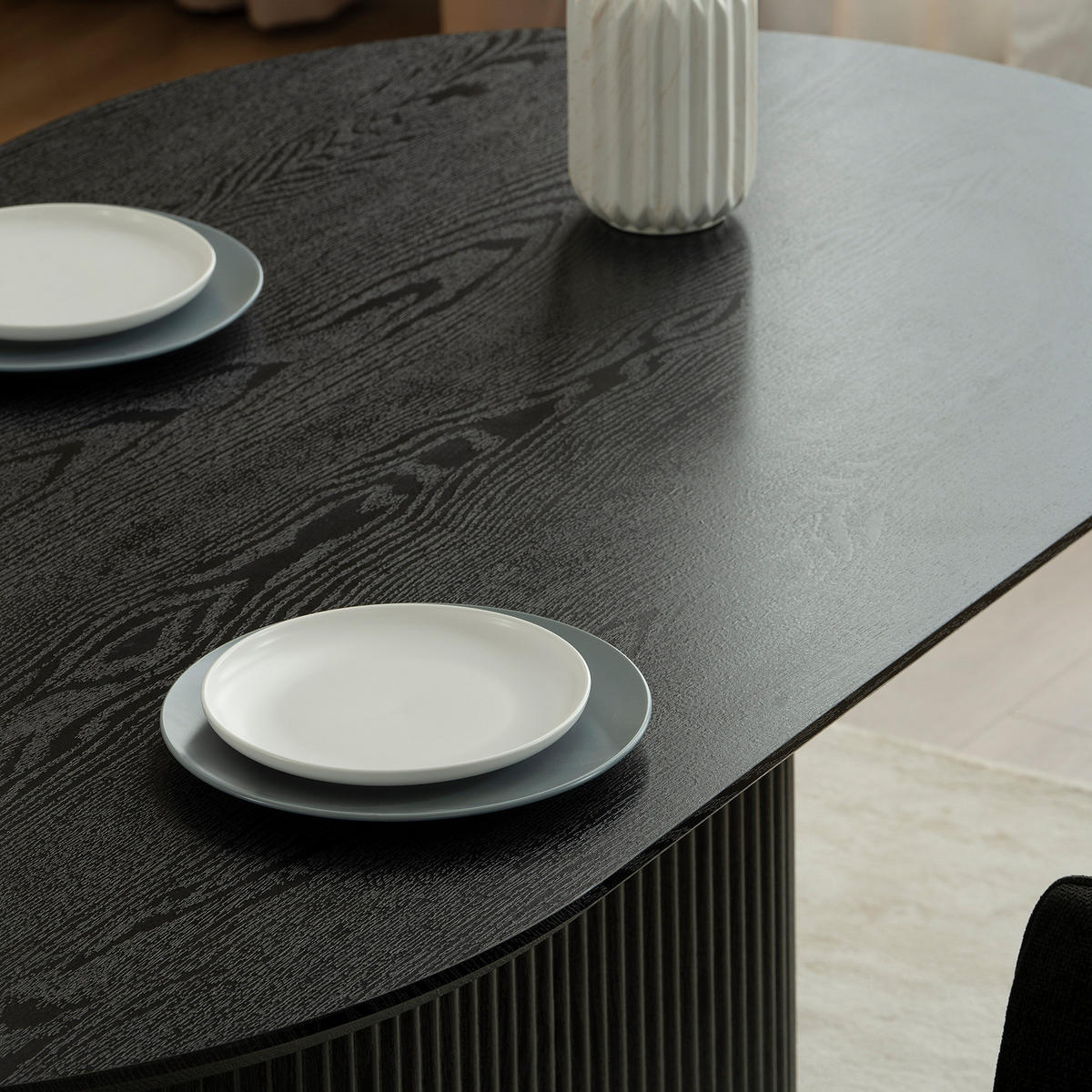 ESSTISCH - oval - Eichefarben/Schwarz, Holzwerkstoff (90/160/75cm) - home24