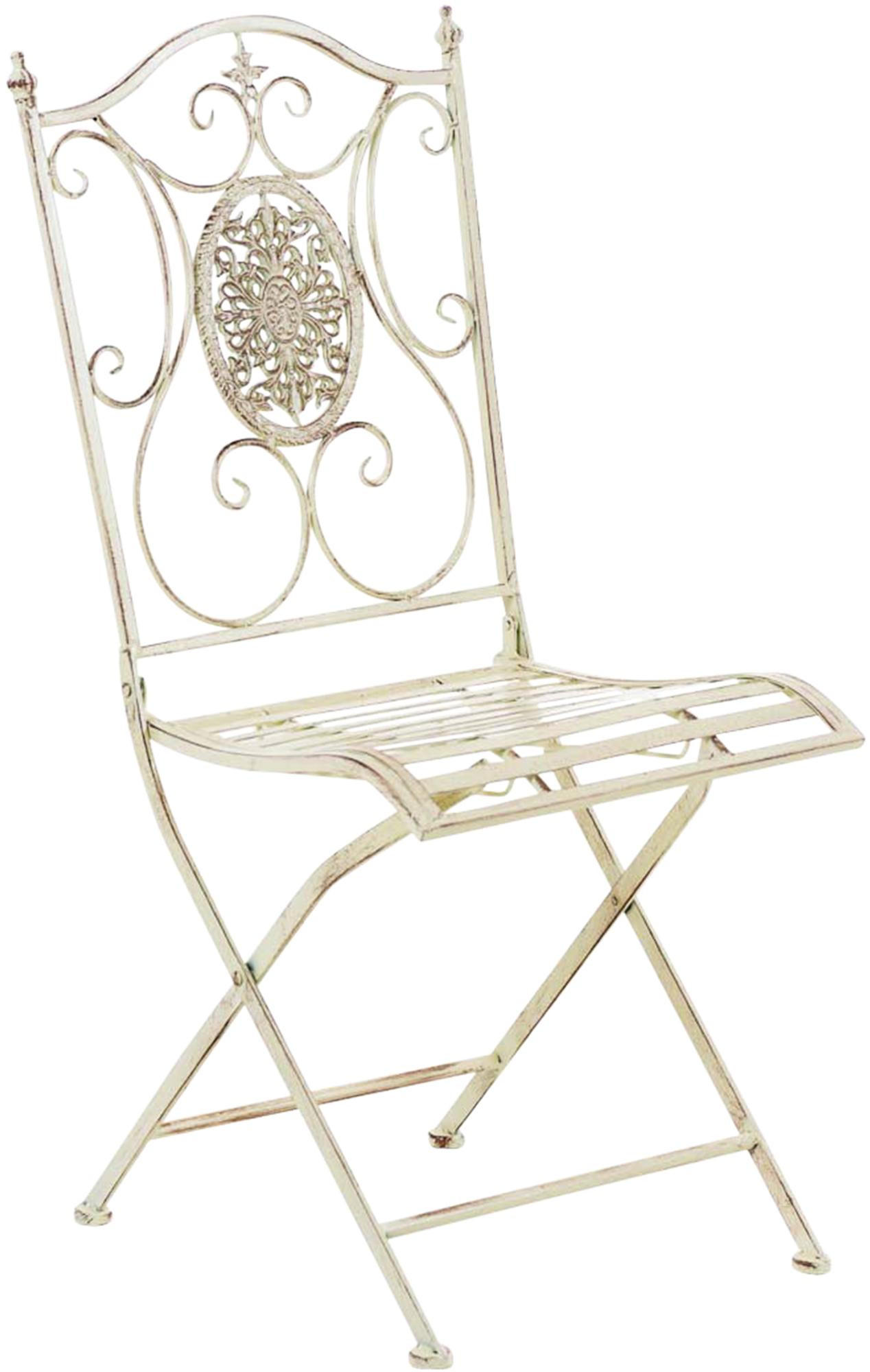 GARTENKLAPPSTUHL Metall Antik-Creme - Creme, Metall (42/91/49cm) - CLP