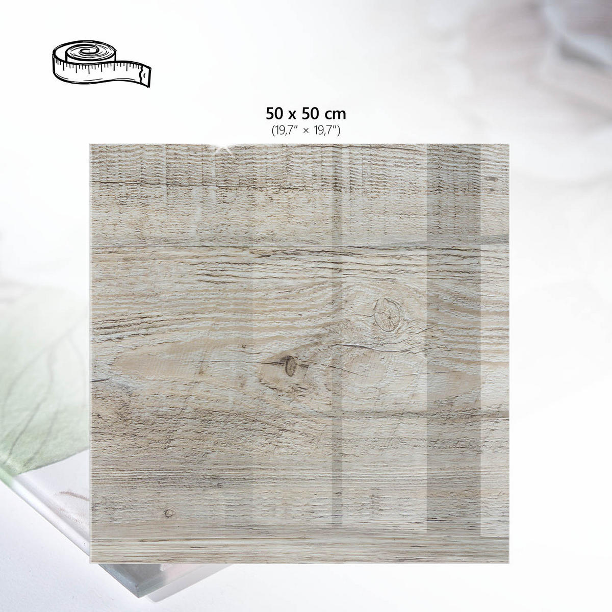 TISCHPLATTE 50x50 cm – Holzkonstruktion - Grau, Glas (50/50/0.4cm) - Wallfluent