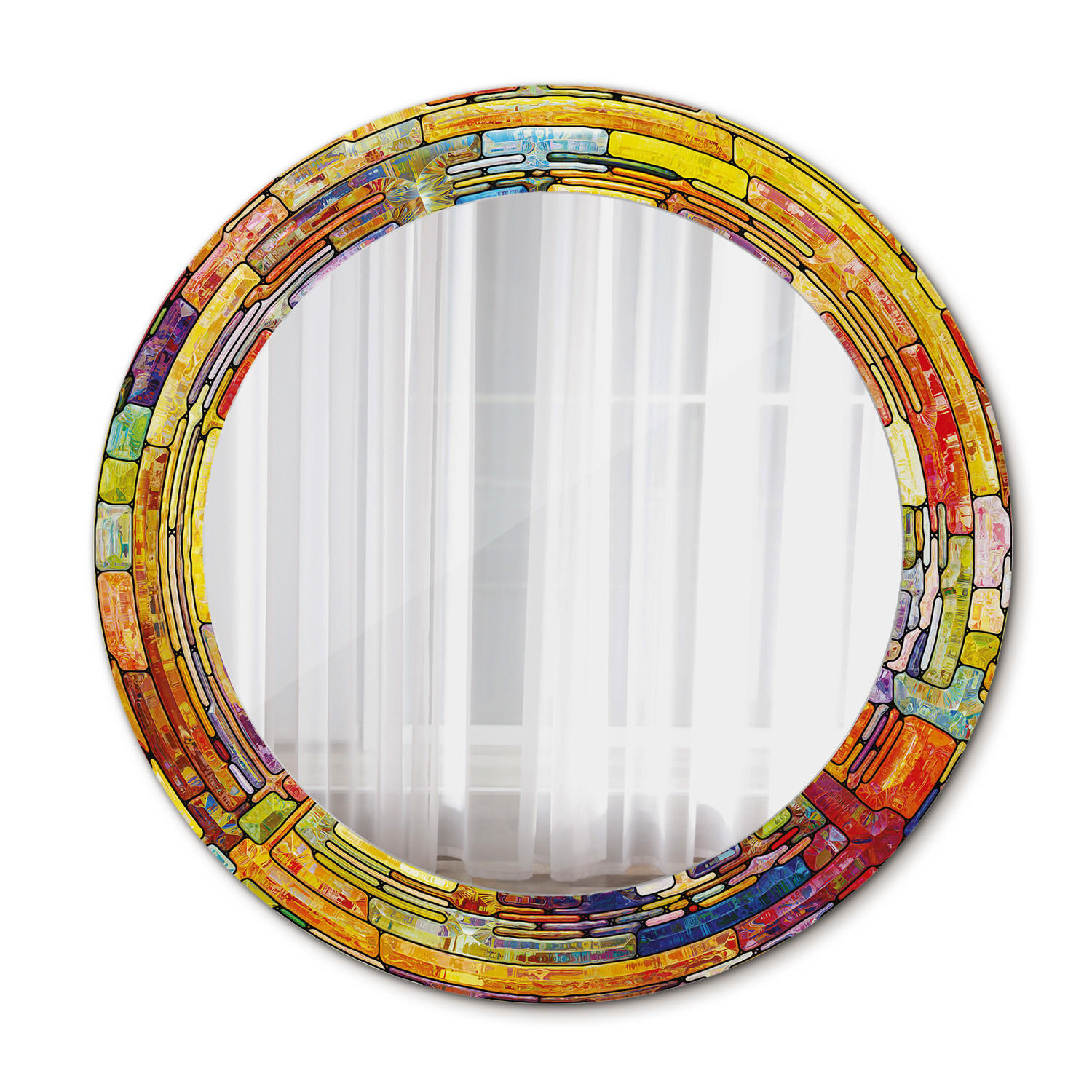 SPIEGEL Ø60 cm Rund mit Aufdruck - Multicolor, Glas (60/60/0.4cm) - TULUP