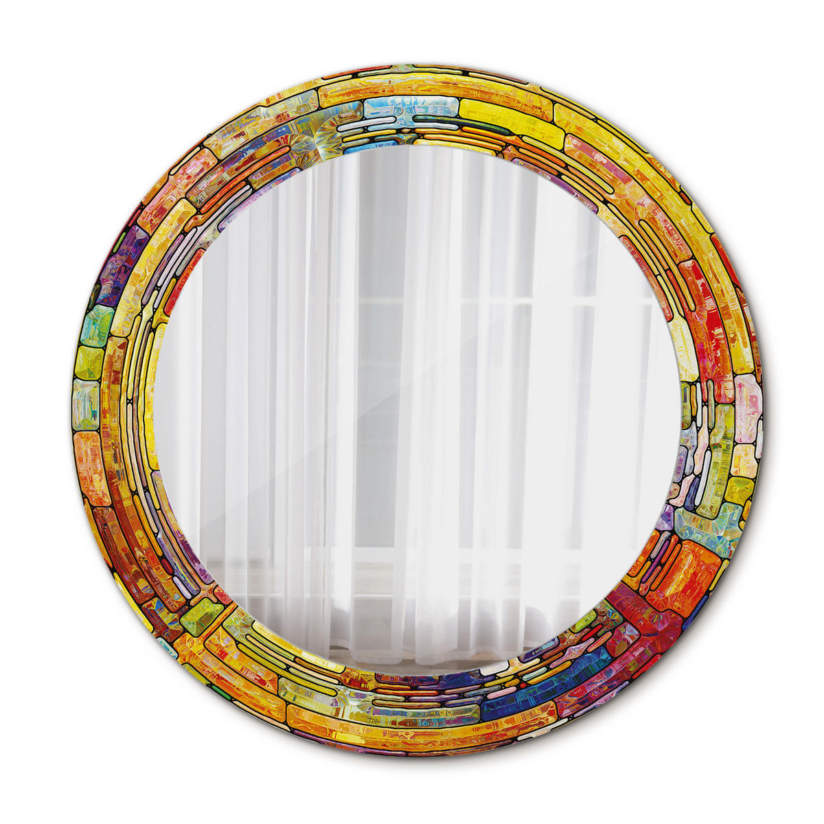 SPIEGEL Ø60 cm Rund mit Aufdruck - Multicolor, Glas (60/60/0.4cm) - TULUP