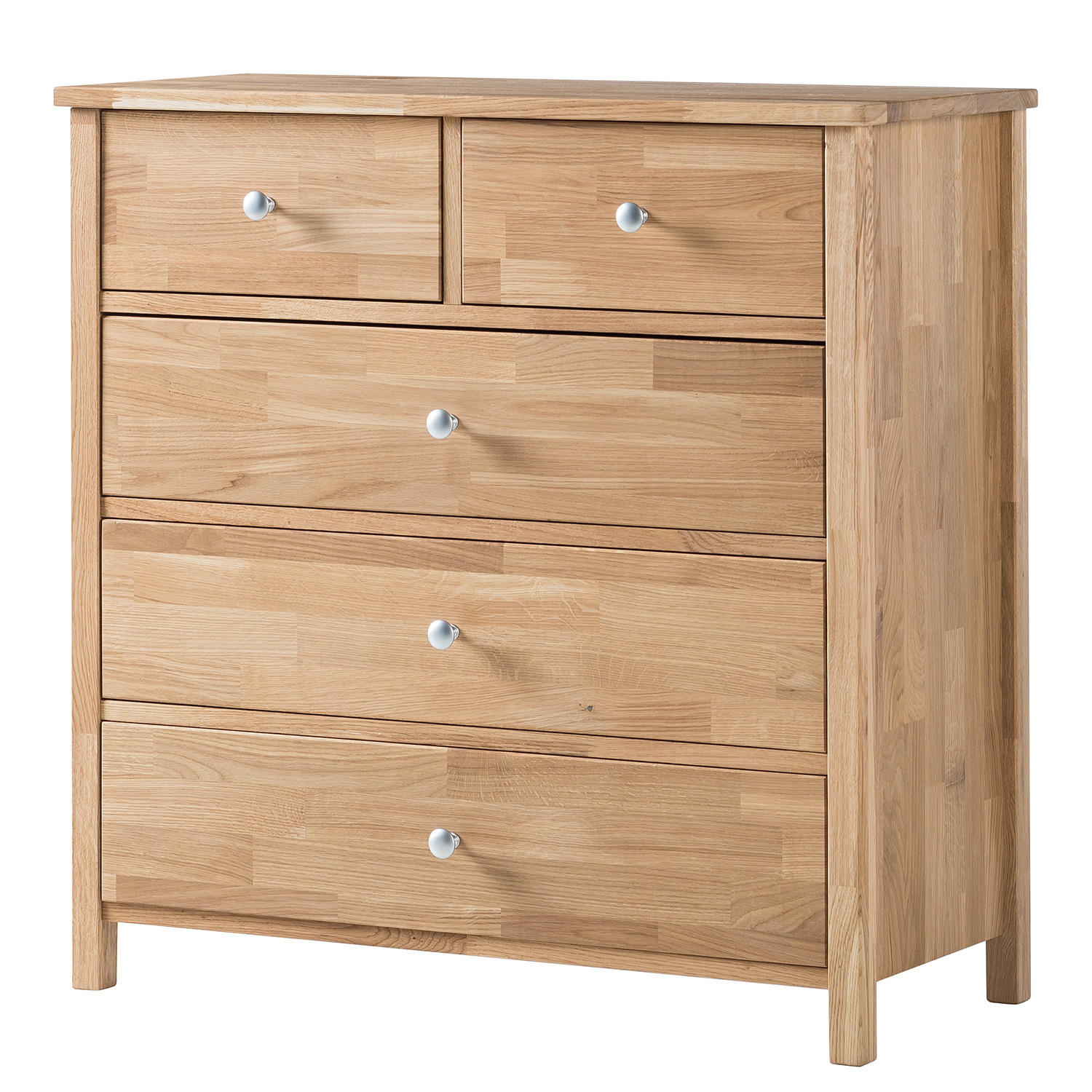 KOMMODE - Eiche massiv - Eichefarben, Holz (90/90/40cm) - home24