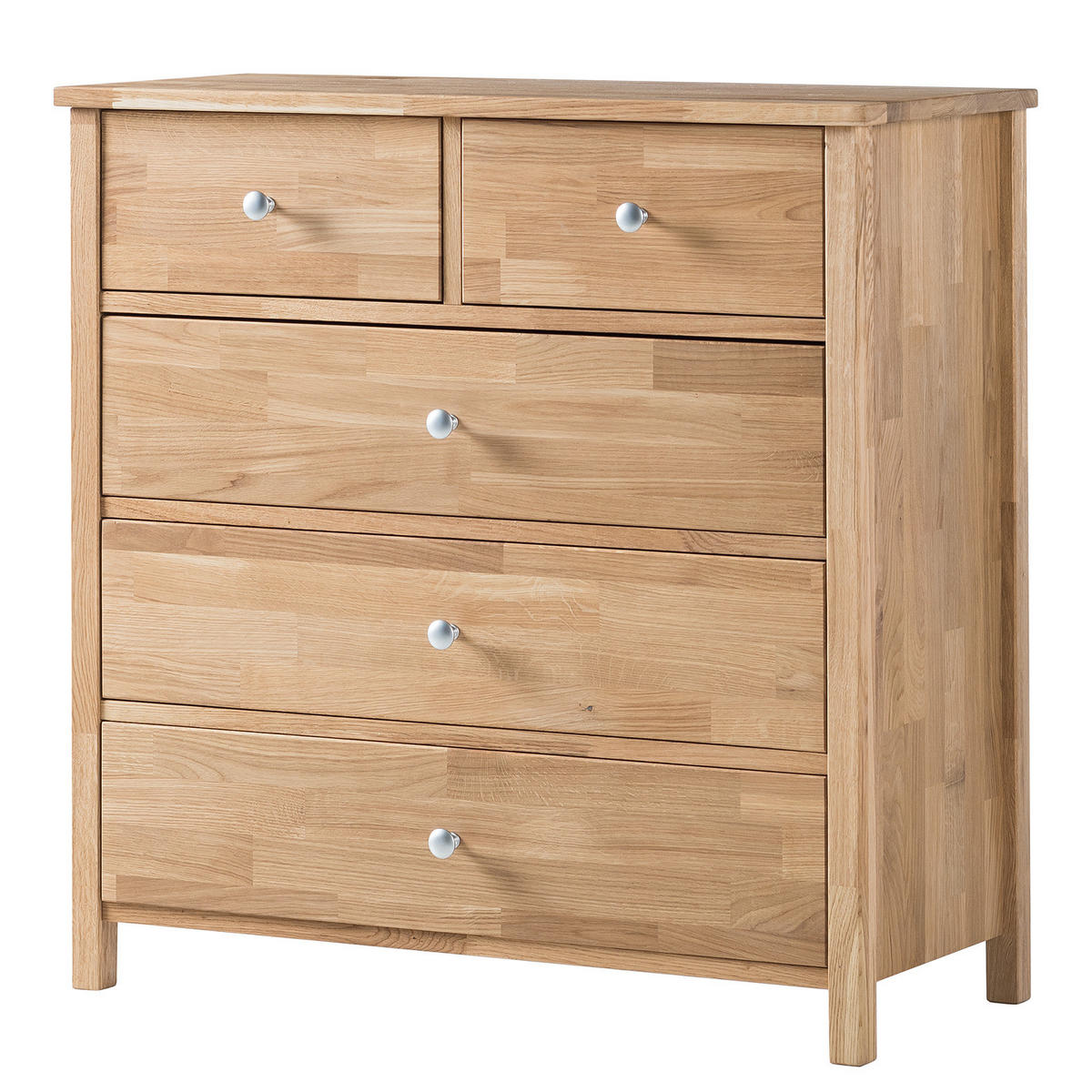 KOMMODE - Eiche massiv - Eichefarben, Holz (90/90/40cm) - home24