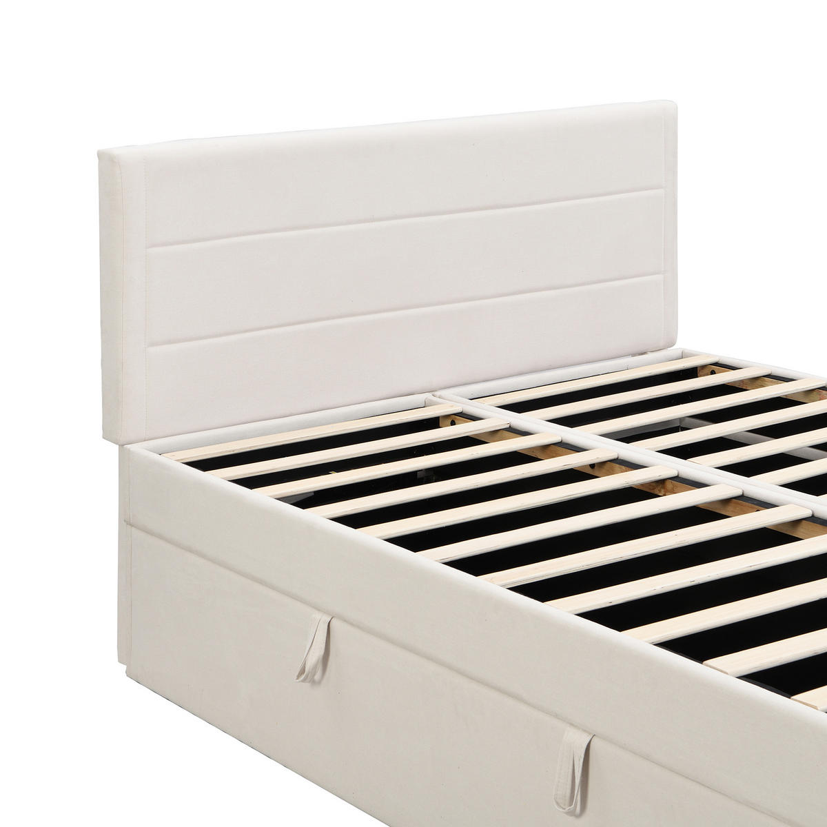 POLSTERBETT 140/200 cm Beige mit großem Stauraum und Lattenrost - Beige, Textil (140/200cm) - OKWISH