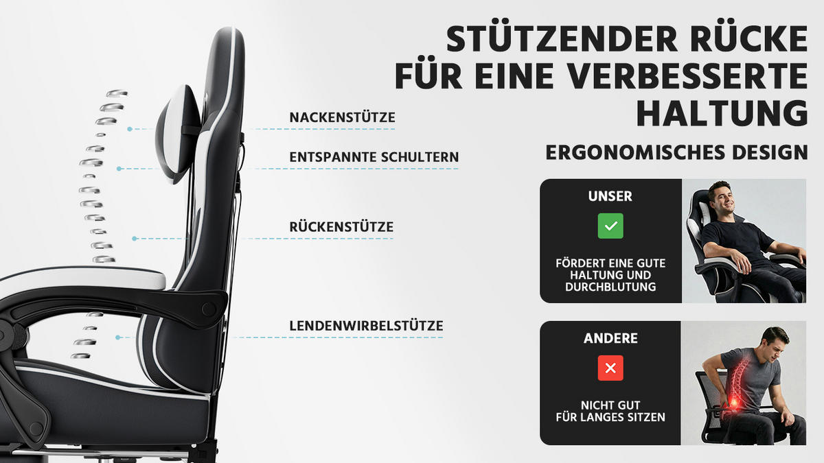 STUHL mit LED ergonomisch Mehrfarbig 63x58.5x120.5 cm Kunststoff - Multicolor, Kunststoff (63/120.5/58.5cm) - SONNENH