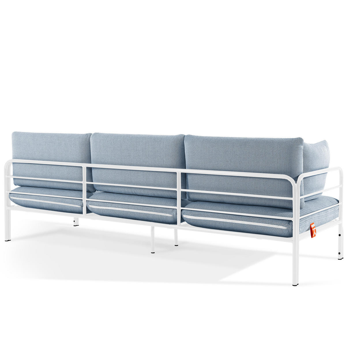 GARTENSOFA RAMBE 3-Personen mit Kissen, Weiß - Blau/Weiß, Textil/Metall (225/80/80cm) - KONSIMO®