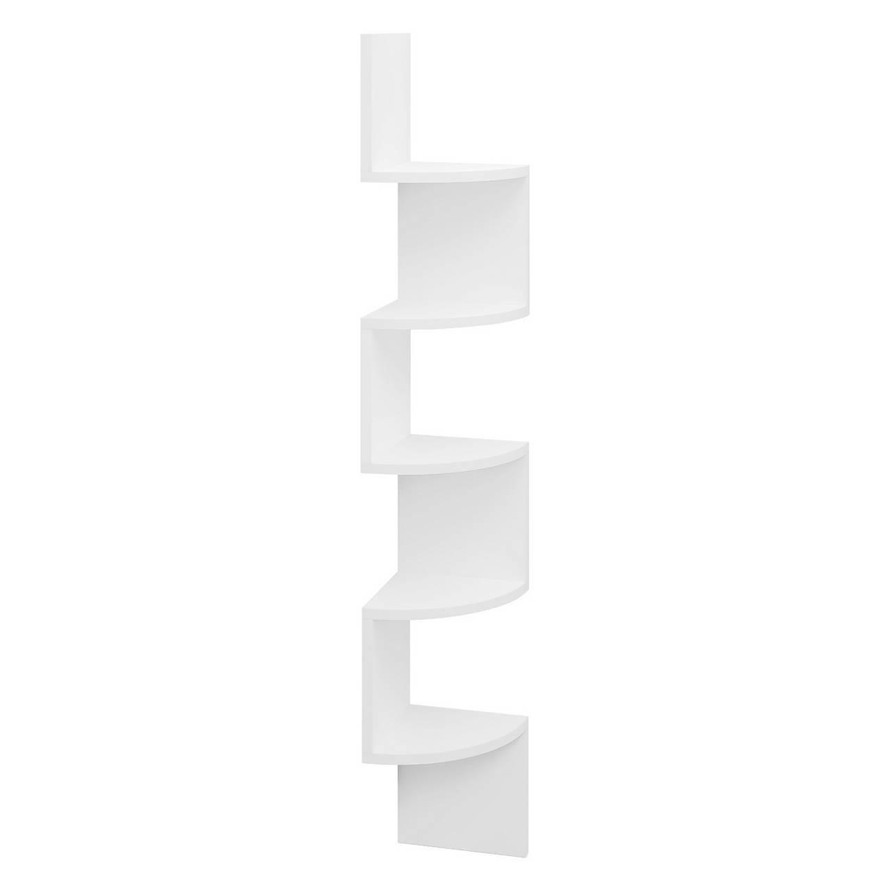 ECKREGAL mit 5 Ablagen, Zickzack-Design, Weiß - Weiß, Holzwerkstoff (19.5/123/19.5cm) - Woltu
