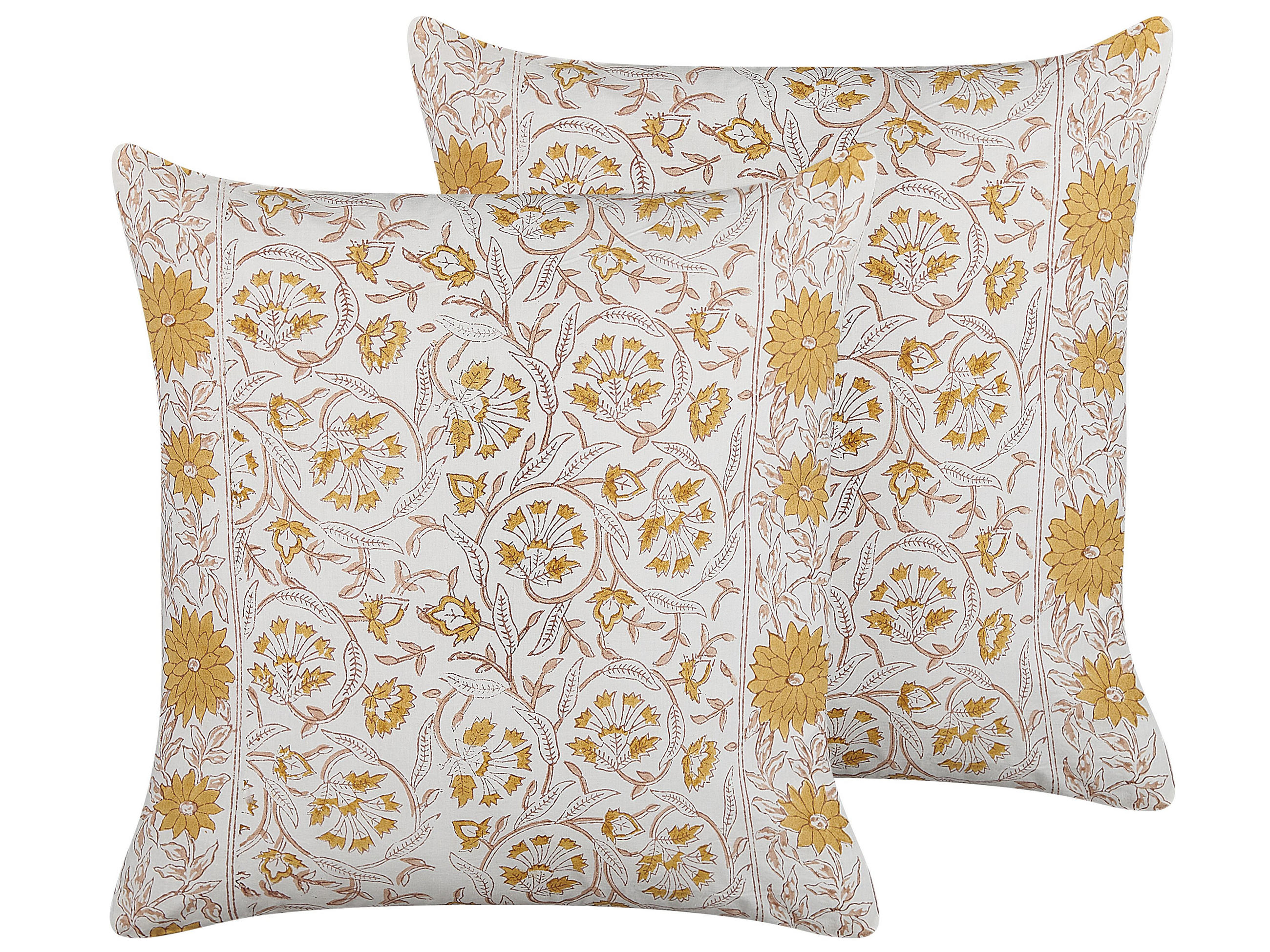 DEKOKISSEN 2er-Set Weiß 45/45 cm Calathea - Weiß, Naturmaterialien/Textil (45/45cm) - Beliani
