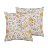 DEKOKISSEN 2er-Set Weiß 45/45 cm Calathea - Weiß, Naturmaterialien/Textil (45/45cm) - Beliani