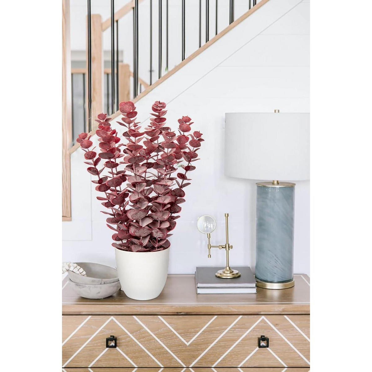 KUNSTPFLANZE Eukalyptus Rot 40 cm - Rot, Kunststoff (44cm)