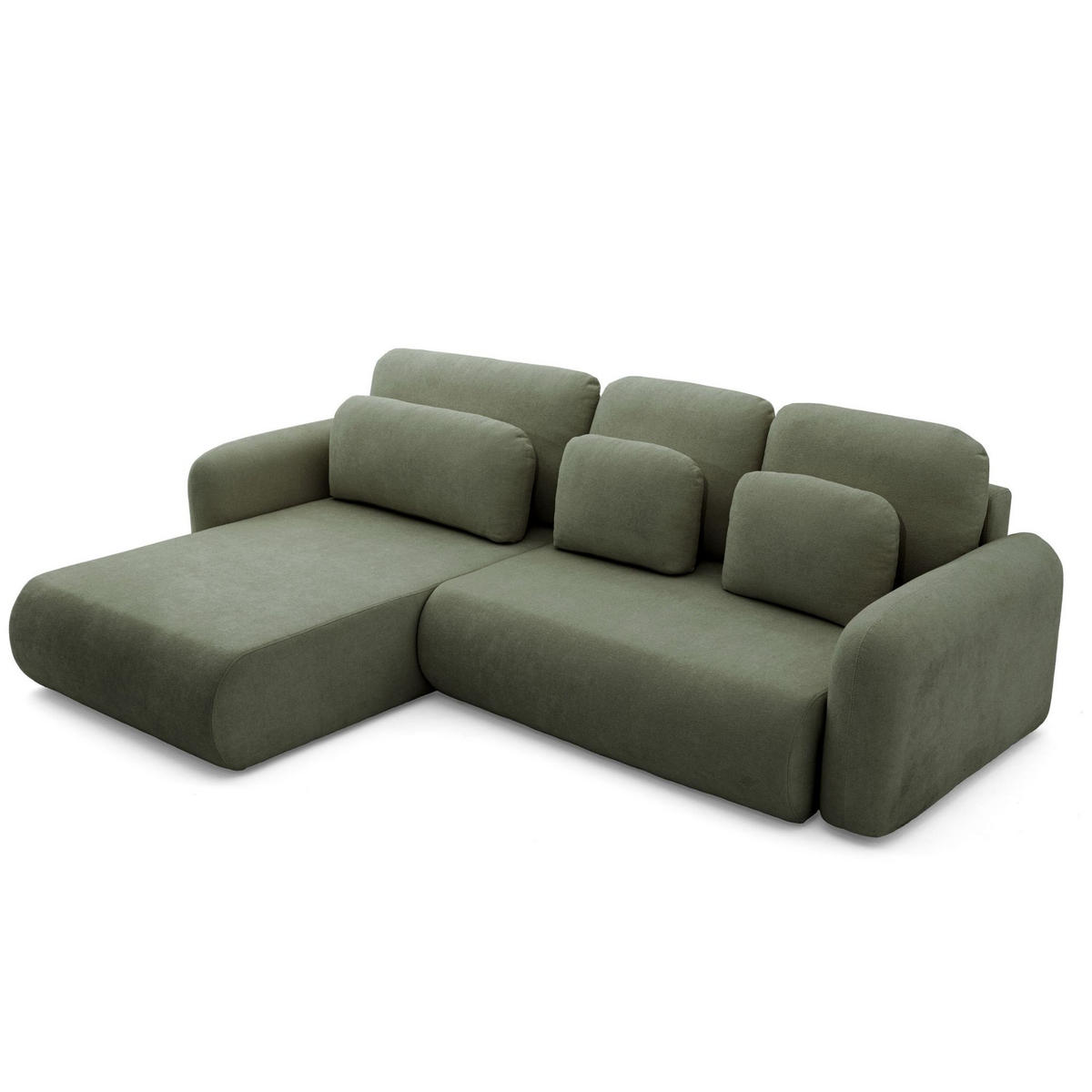 ECKSOFA NEST L Universal mit Schlaffunktion 157x240 Webstoff Grün - Schwarz/Grün, Holz/Textil (280/187cm) - Muffo