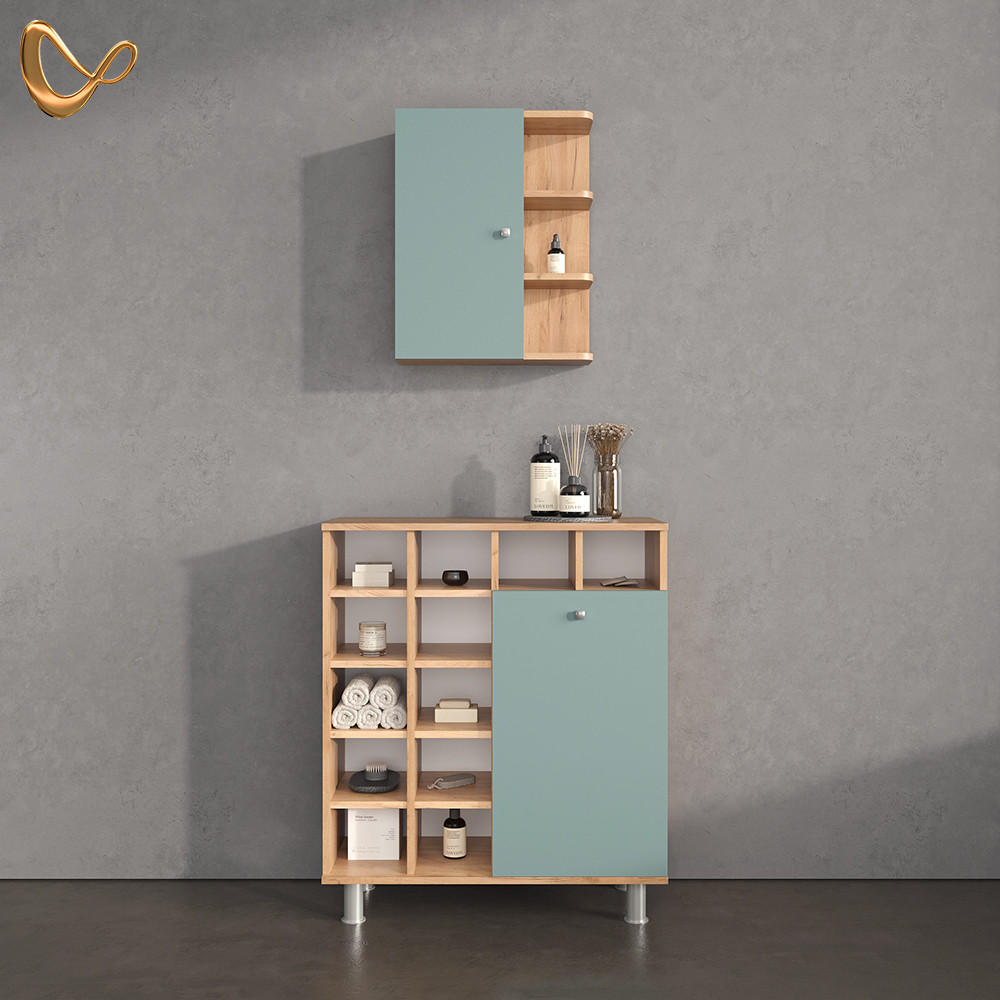 BADSCHRANK Fucino Grün 47.2 x 59.2 cm - Braun/Grün, Holzwerkstoff (47.2/59.2/20.8cm) - Livinity®