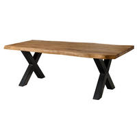BAUMTISCH Sheesham 240x100x77 natur gebeizt / X-Beine anthrazit glänzend FREEFORM 5 - Braun, Holz (100/240/77cm) - Massivmoebel24