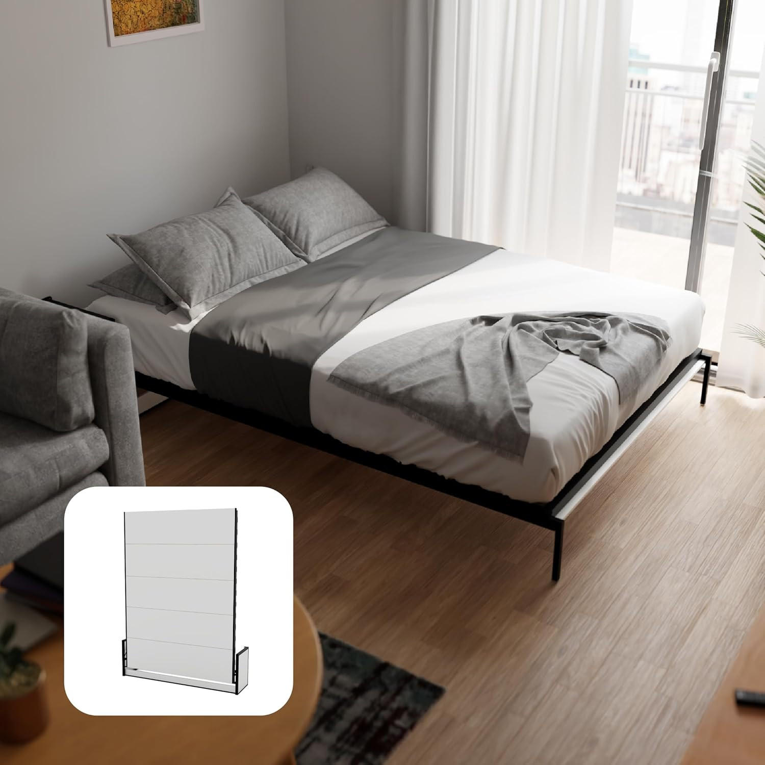 WallBedKing Schrankbett Schwarz 160x200 cm