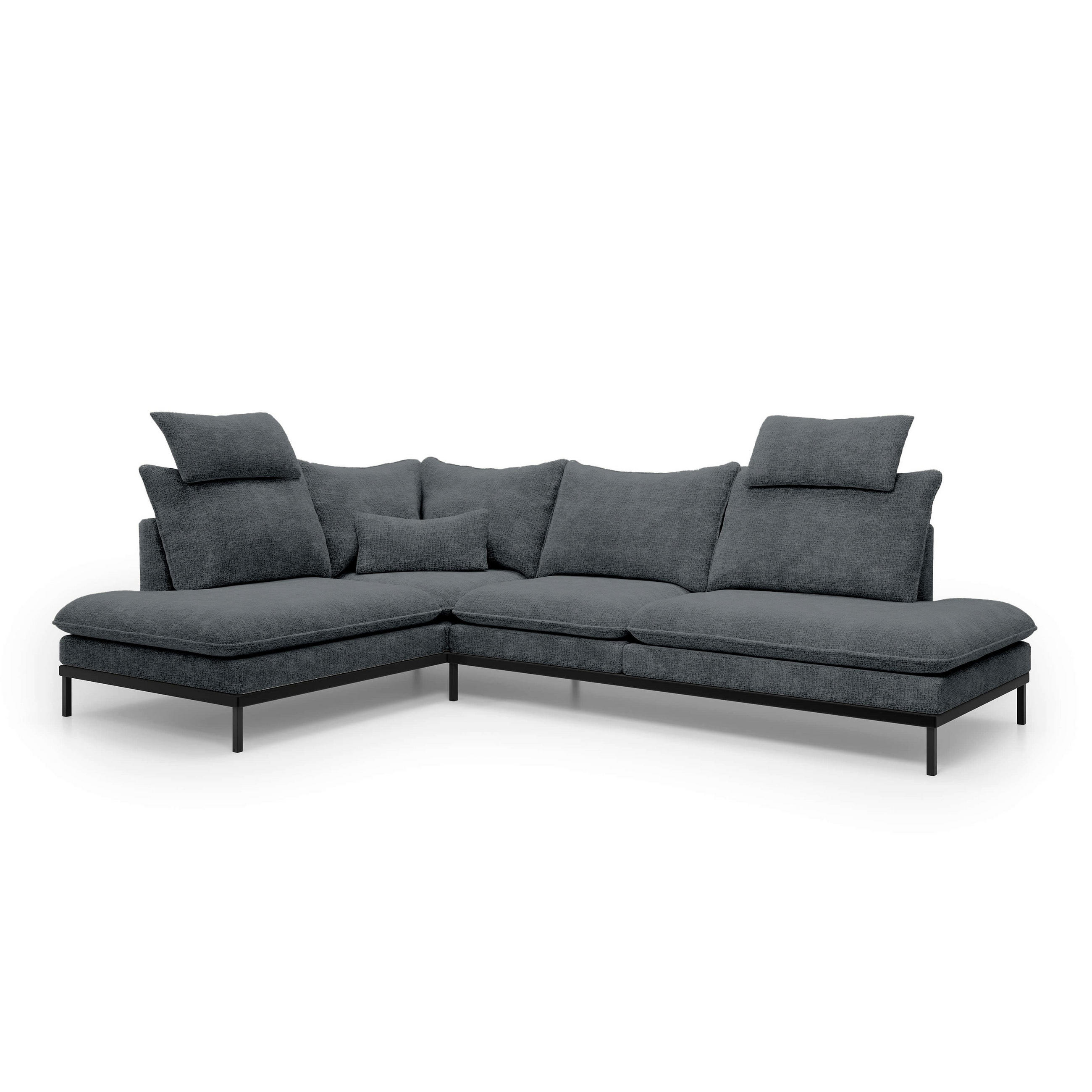 Pillovely Ecksofa Anthrazit 293x90x198 cm