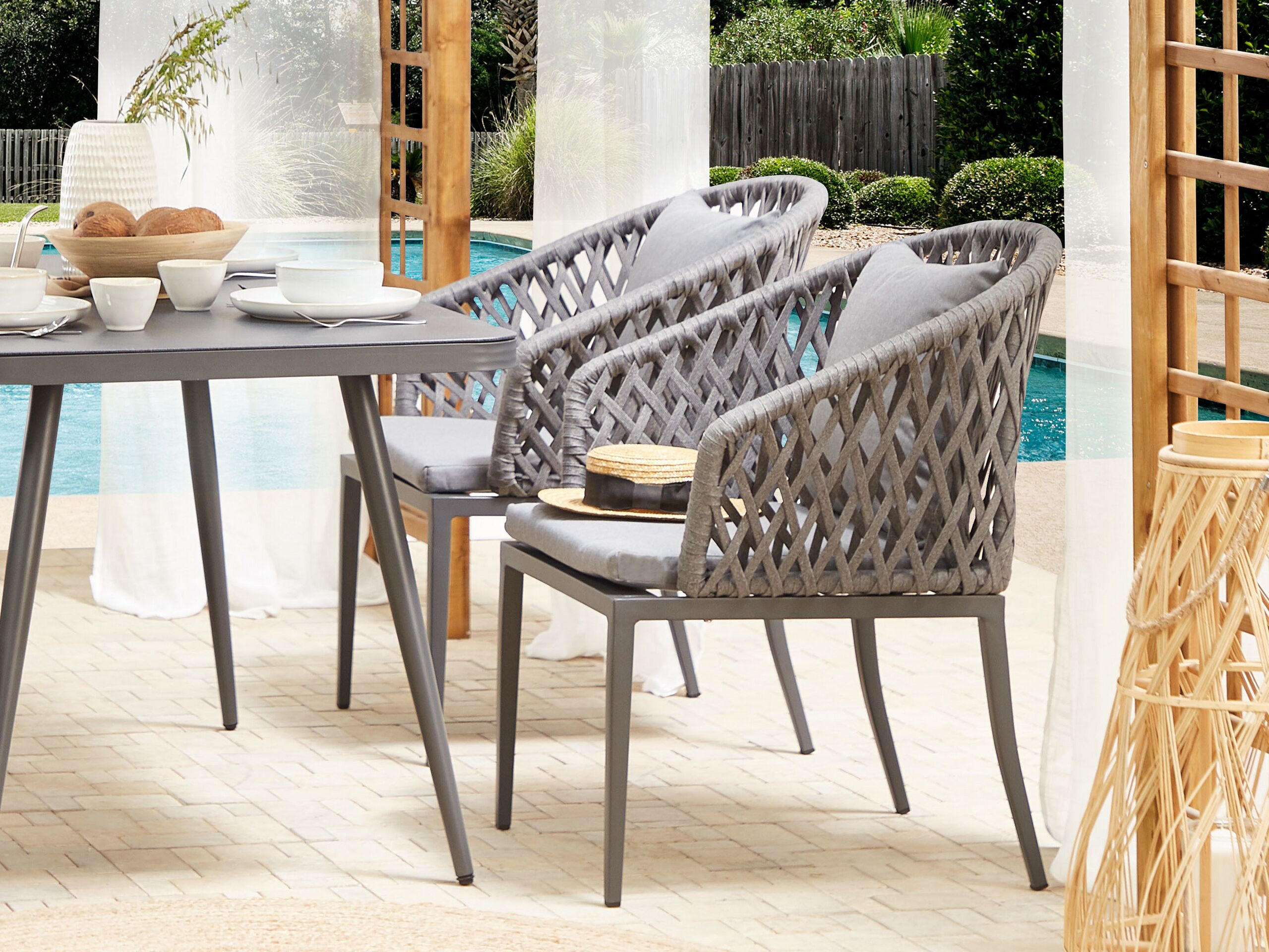 GARTENSTUHL 2er-Set Aluminium grau Lipari - Grau, Metall (56/89/62cm) - Beliani