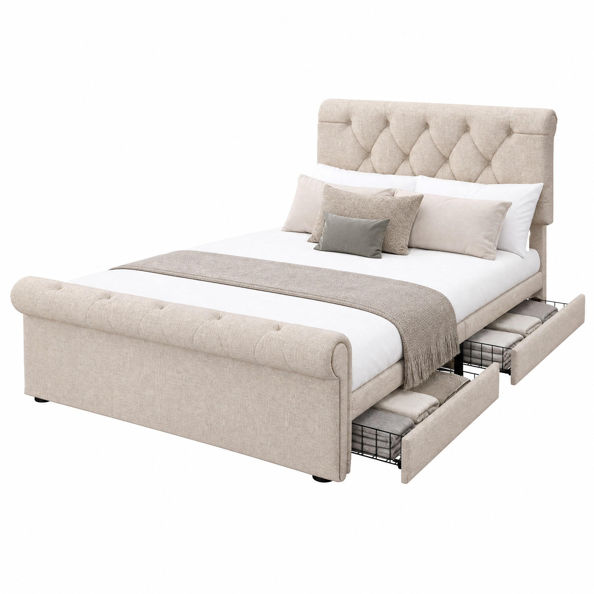 Beauniv Polsterbett Beige 90x200 cm