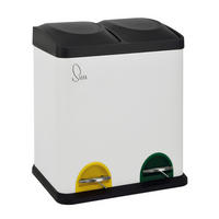 MÜLLEIMER TC2X15 30L 2x15 Treteimer Papierkorb Mülltrennung - Weiß, Metall (41/44/30cm) - SVITA