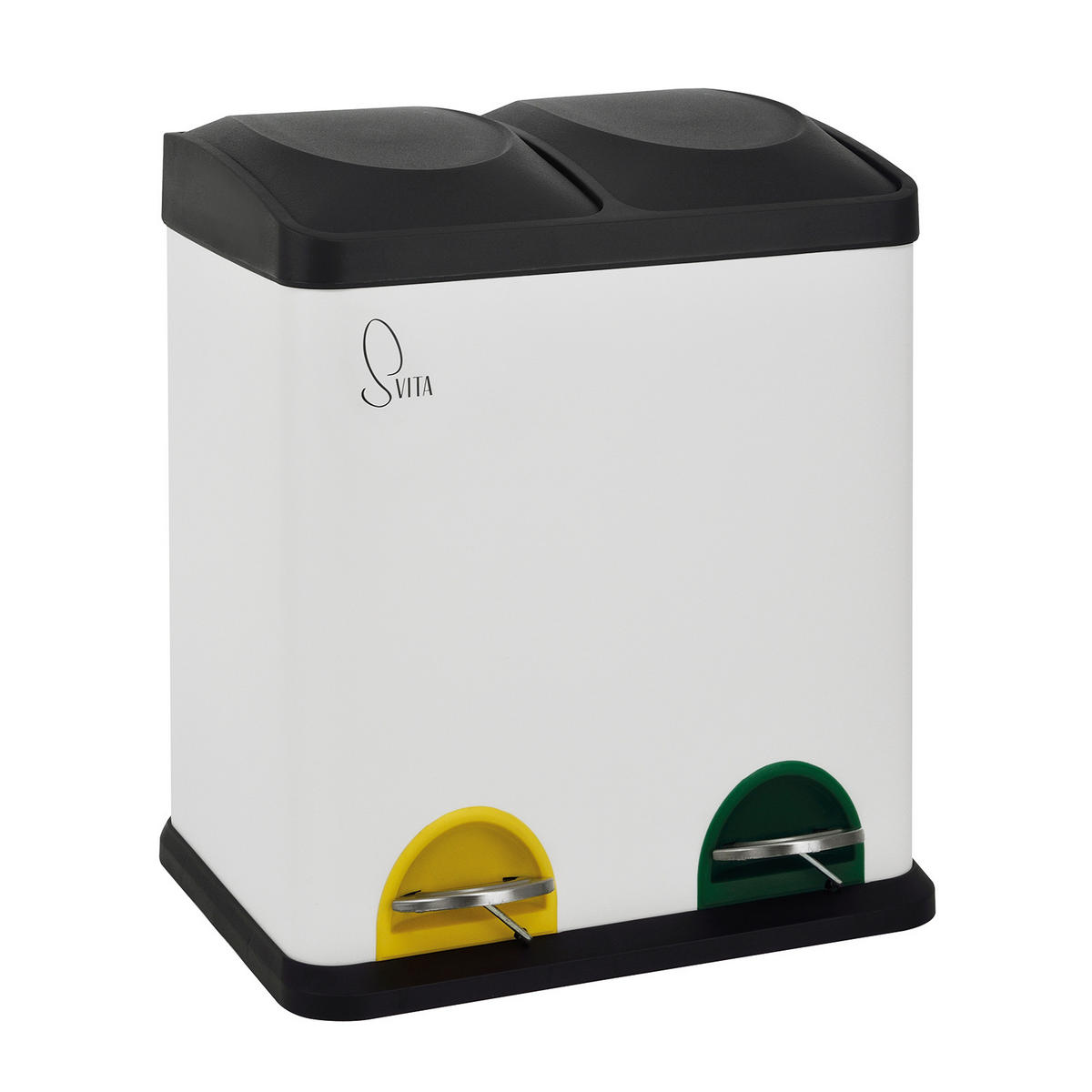 MÜLLEIMER TC2X15 30L 2x15 Treteimer Papierkorb Mülltrennung - Weiß, Metall (41/44/30cm) - SVITA