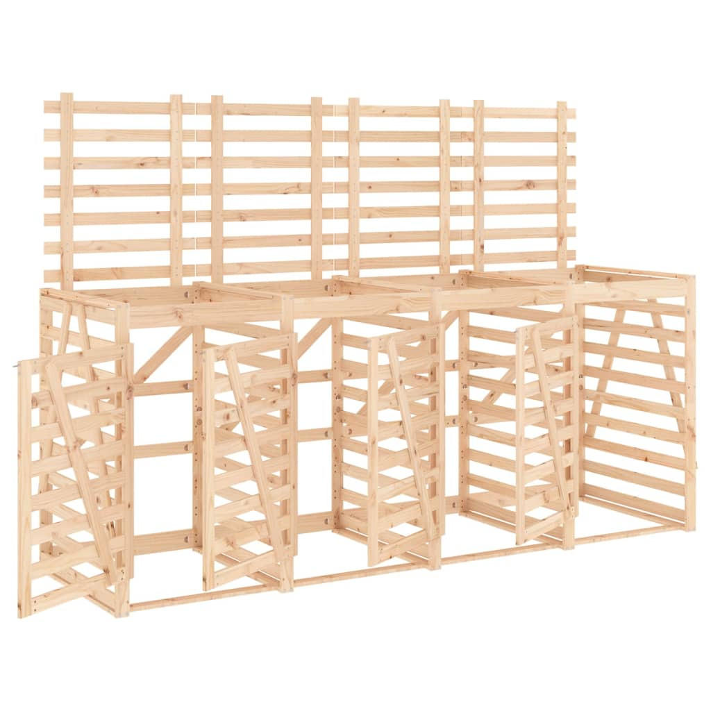 4ER Mülltonnenbox Kiefernholz BOUMI | 318x91,5x128,5cm Natur | Für 4 Tonnen - Naturfarben, Holz (318/128.5/91.5cm) - DELUKE