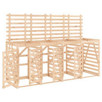 4ER Mülltonnenbox Kiefernholz BOUMI | 318x91,5x128,5cm Natur | Für 4 Tonnen - Naturfarben, Holz (318/128.5/91.5cm) - DELUKE