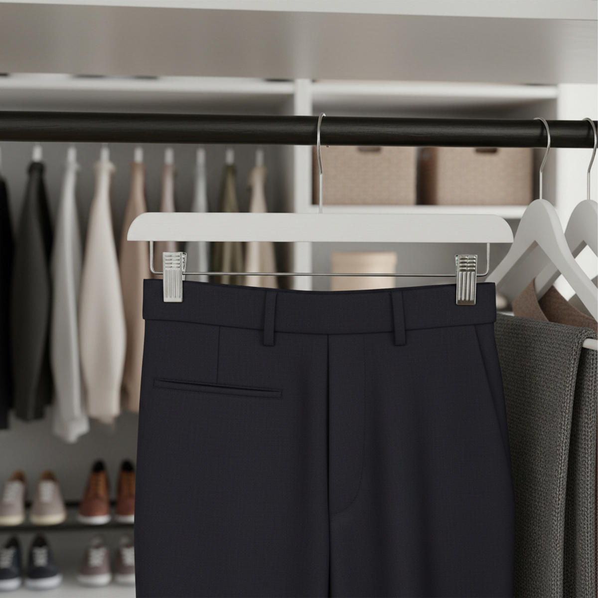 HOSENBÜGEL - Weiß, Holz/Metall (36/12/1.2cm) - Relaxdays