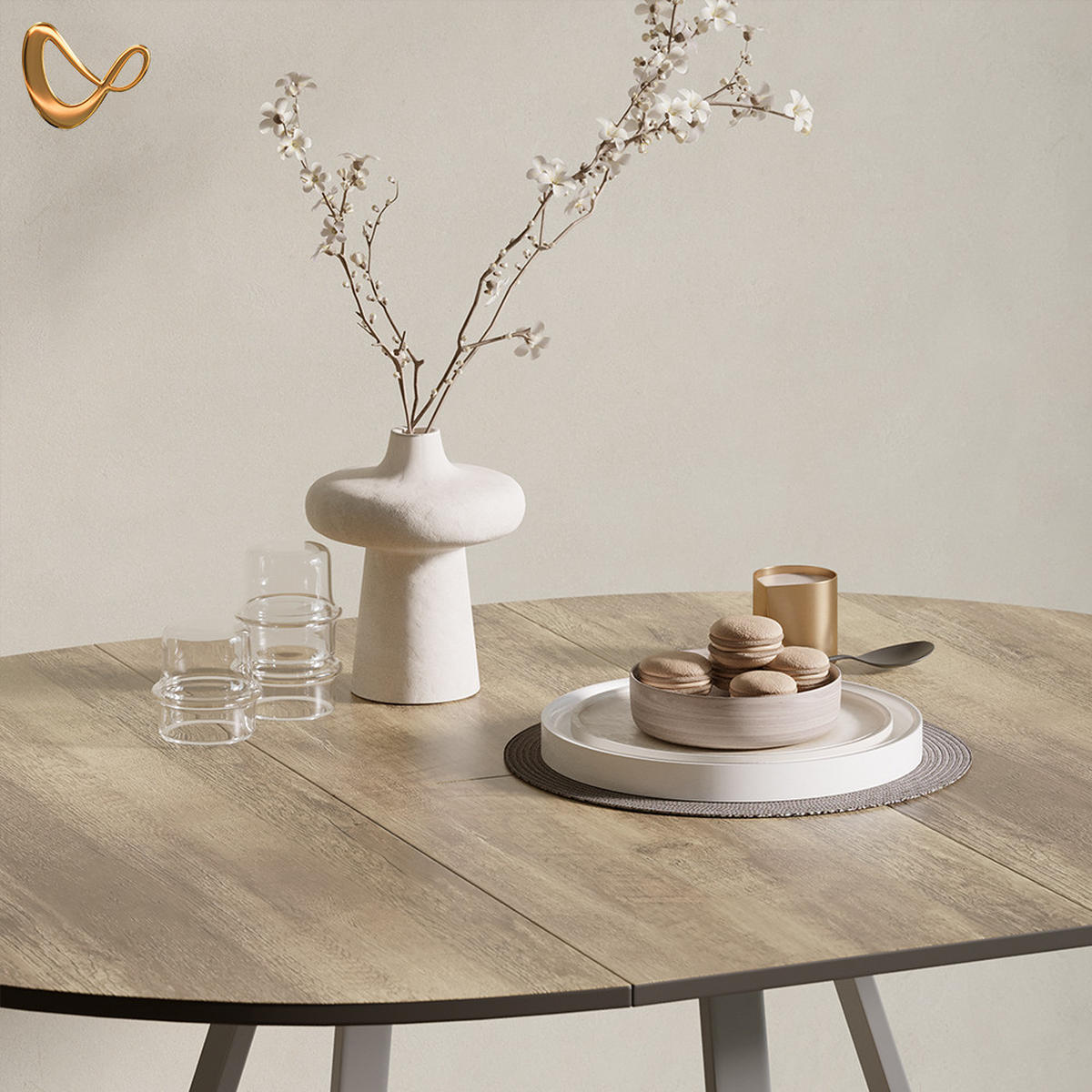 ESSTISCH Firenze Eiche rustikal/Grau 120 x 120 cm ausziehbar - Wildeiche/Grau, Holzwerkstoff (120/120/75.8cm) - Livinity®