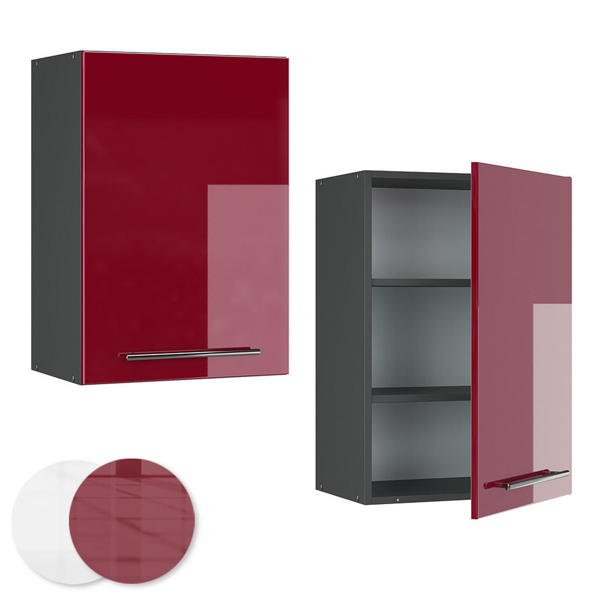 HÄNGESCHRANK Fame-Line Bordeaux Hochglanz 50 cm - Bordeaux/Anthrazit, Holzwerkstoff (50/72/34.1cm) - Vicco