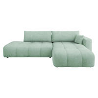 ECKSOFA Furyn O Boucle, Seite: Rechts - Schwarz/Mintgrün, Holzwerkstoff/Kunststoff (262/145cm) - MIRJAN24