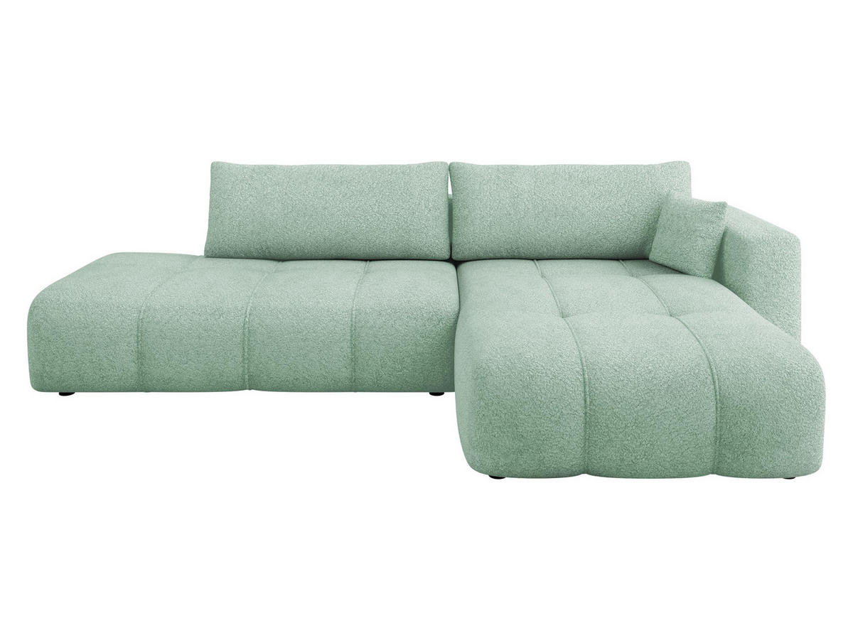 ECKSOFA Furyn O Boucle, Seite: Rechts - Schwarz/Mintgrün, Holzwerkstoff/Kunststoff (262/145cm) - MIRJAN24