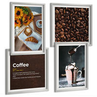 BILDER SET 4er Set - 50x50 cm & 40x60 cm Silberner Rahmen - Italienische Frühstückskaffeebohnen - Silberfarben, Kunststoff (50/50cm) - TULUP