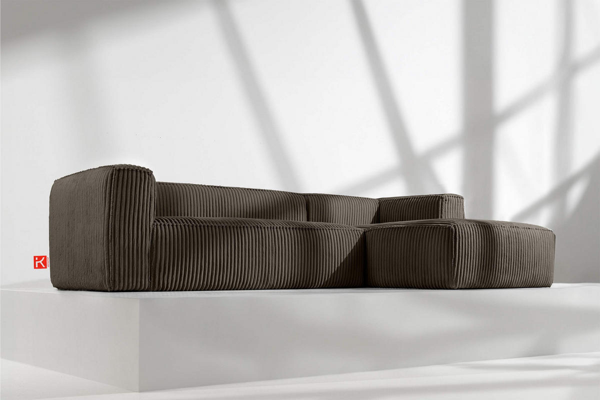 ECKSOFA-RECHTS FEROX Modern, Cord-Stoff, braun - Braun, Textil (305/175cm) - KONSIMO®