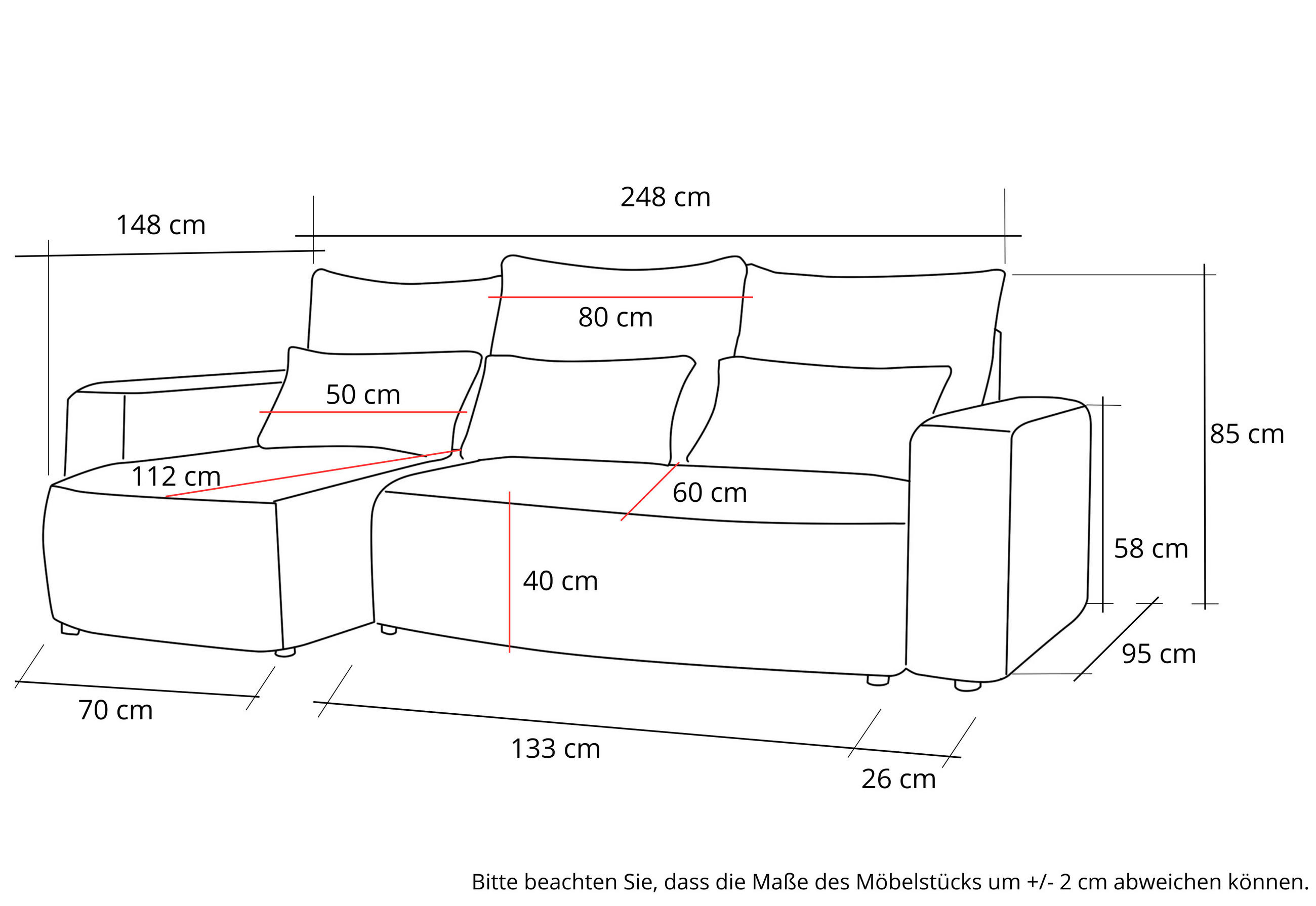 Thumbnail - 4All Home Ecksofa, Lila, Holzwerkstoff, 3-Sitzer, L-Form, 248x148 cm, Wohnzimmer, Sofas & Couches, Wohnlandschaften, Eck...