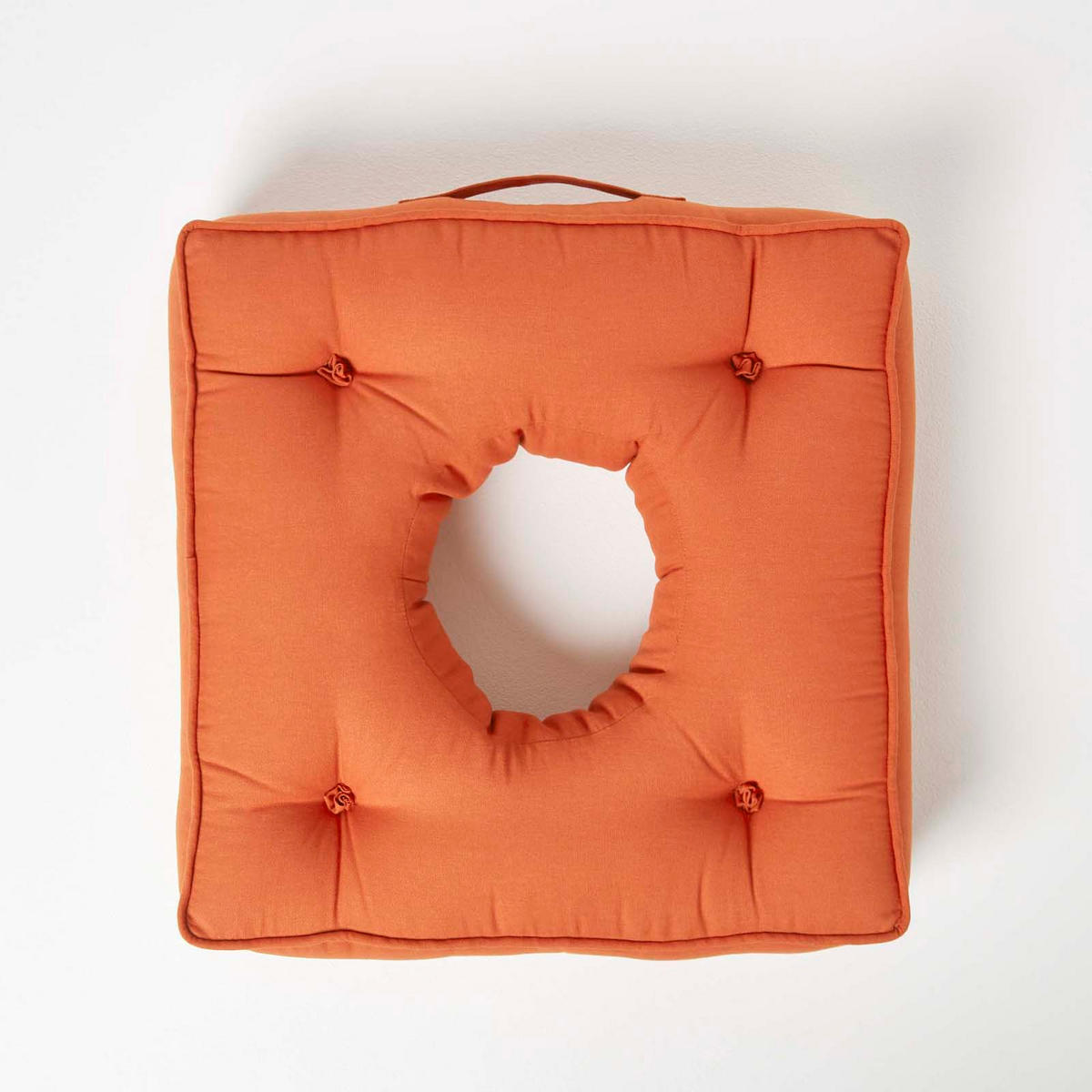 SITZKISSEN mit Aussparung terracotta 50/50/10 cm – Entlastungskissen, Baumwolle - Orange, Textil (50/50/10cm) - Homescapes