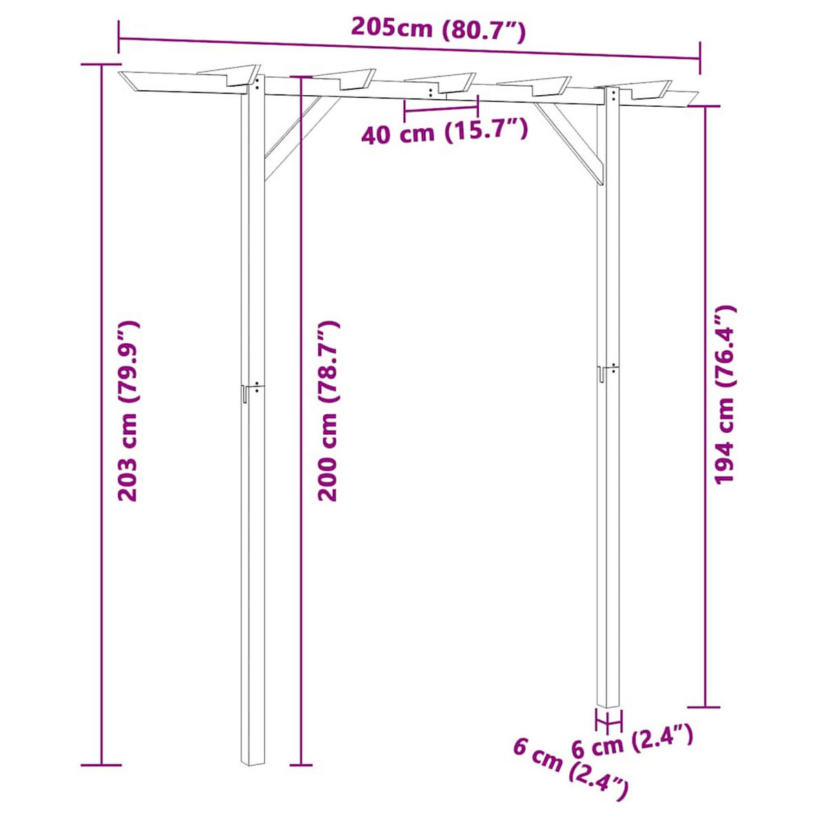 PERGOLA aus Holz LURV | 2x2m Kiefernholz | Rankhilfe Pergola - Grün, Holz (200/205/40cm) - DELUKE