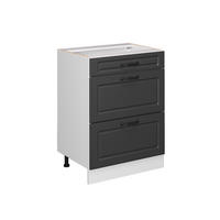 KÜCHENUNTERSCHRANK R-Line Anthrazit Landhaus 60 cm mit Schubladen ohne AP - Dunkelgrau/Anthrazit, Holzwerkstoff (60/81.6/46cm) - Vicco