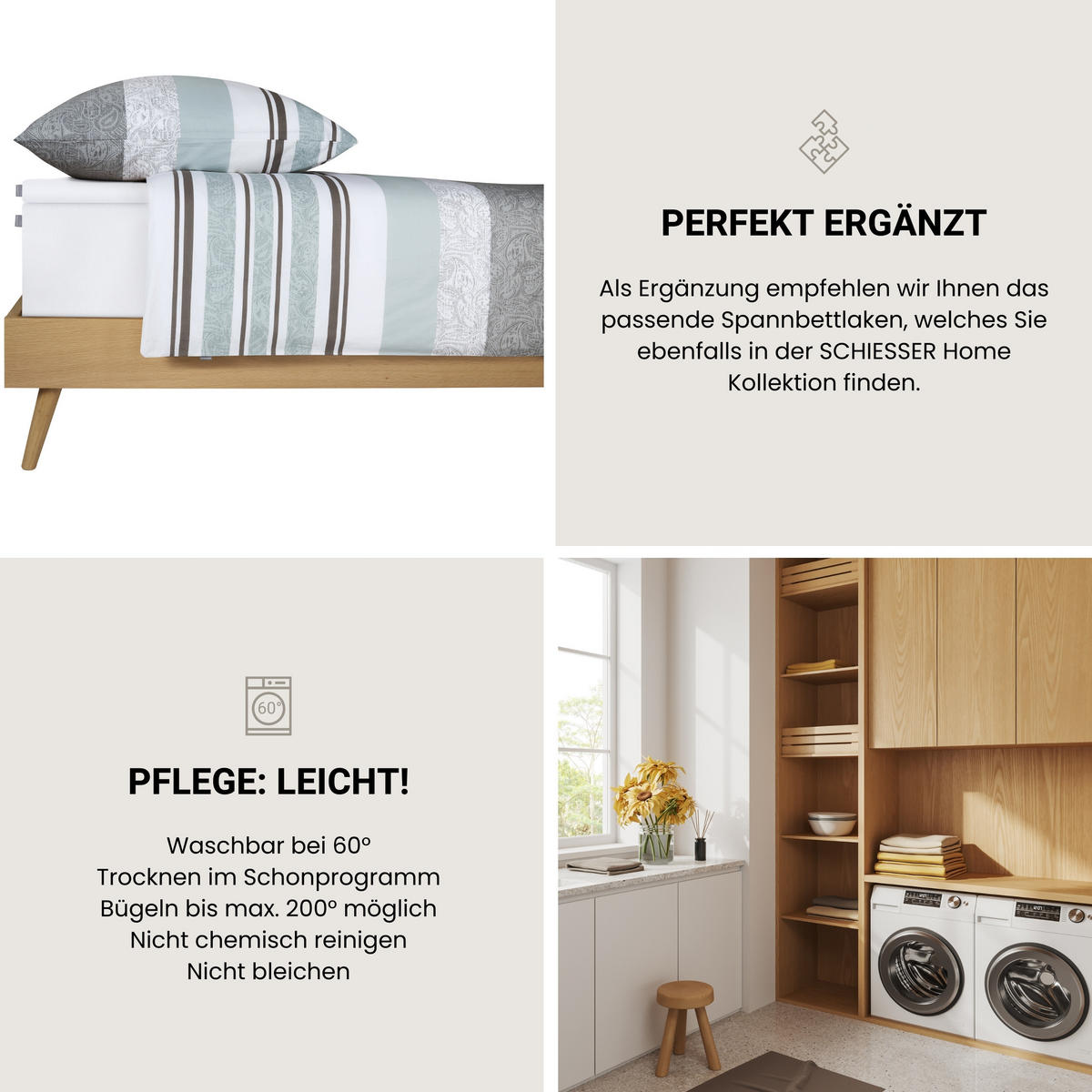 BETTWÄSCHESET Adele - Renforcé - 2-teilig - 155 x 220 cm - Grau - Grau, Textil (155/220cm) - SCHIESSER