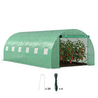 POLYTUNNEL-GEWÄCHSHAUS DE-05726 Begehbar mit Rolltüren, Stahlrahmen Grün - Grün, Kunststoff/Metall (300/197/600cm) - ComfortXL