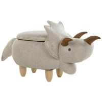 TIERHOCKER Triceratops 42/92/56 cm - Grau, Kunststoff/Textil (92/56/42cm) - Beliani