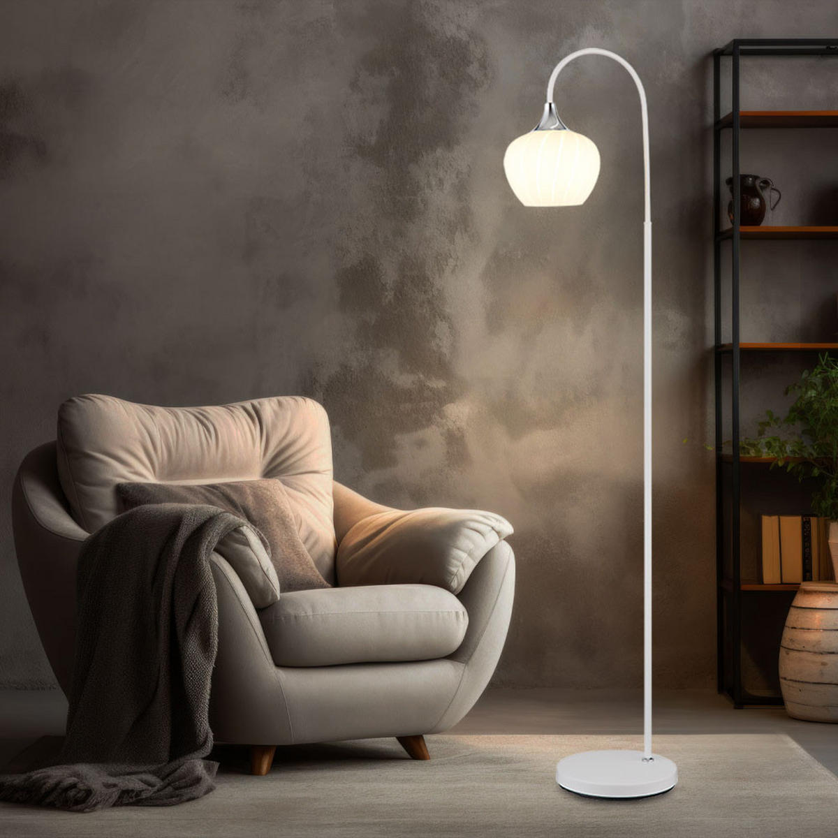 LED STEHLEUCHTE MAXY Glas Weiß - Weiß, Glas (39/25/150cm) - Globo Lighting