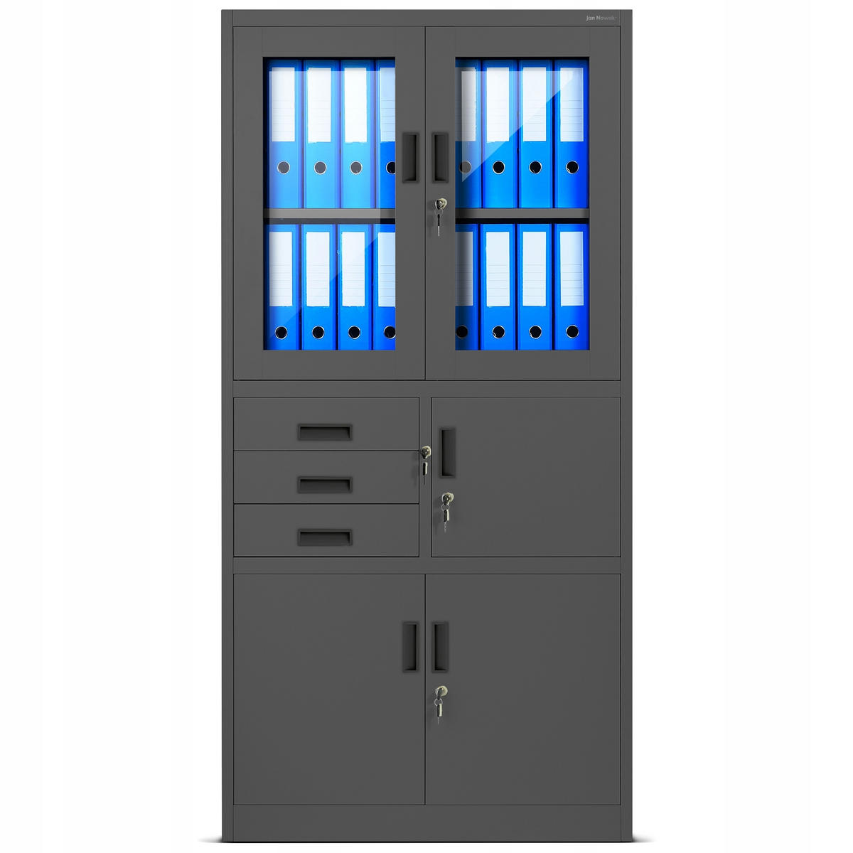 AKTENSCHRANK FILIP - Anthrazit, Metall (90/185/40cm) - Jan Nowak