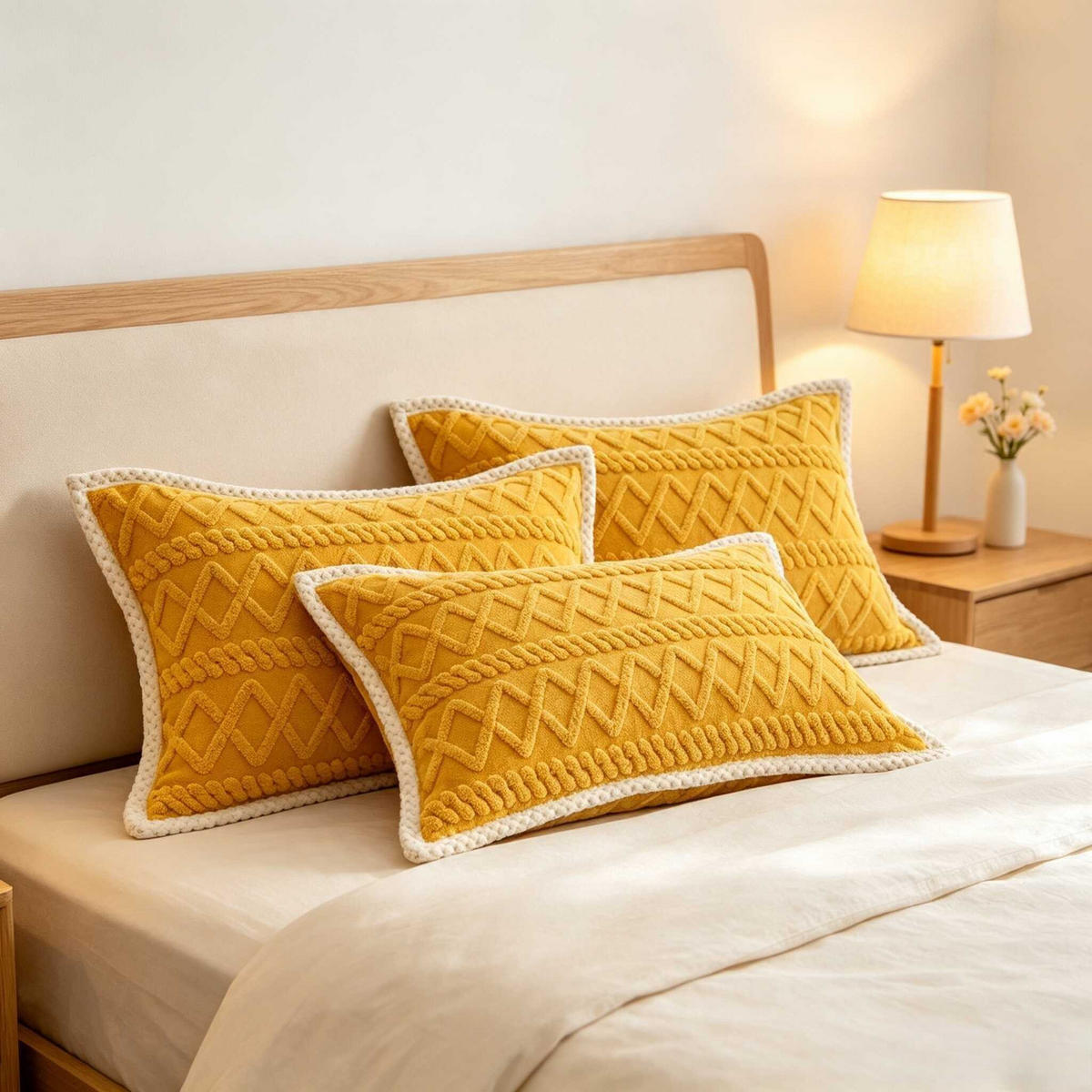 PLÜSCH-KISSENBEZÜGE – 48*74cm – Gelb (Paar) - Gelb, Textil (48/74cm)