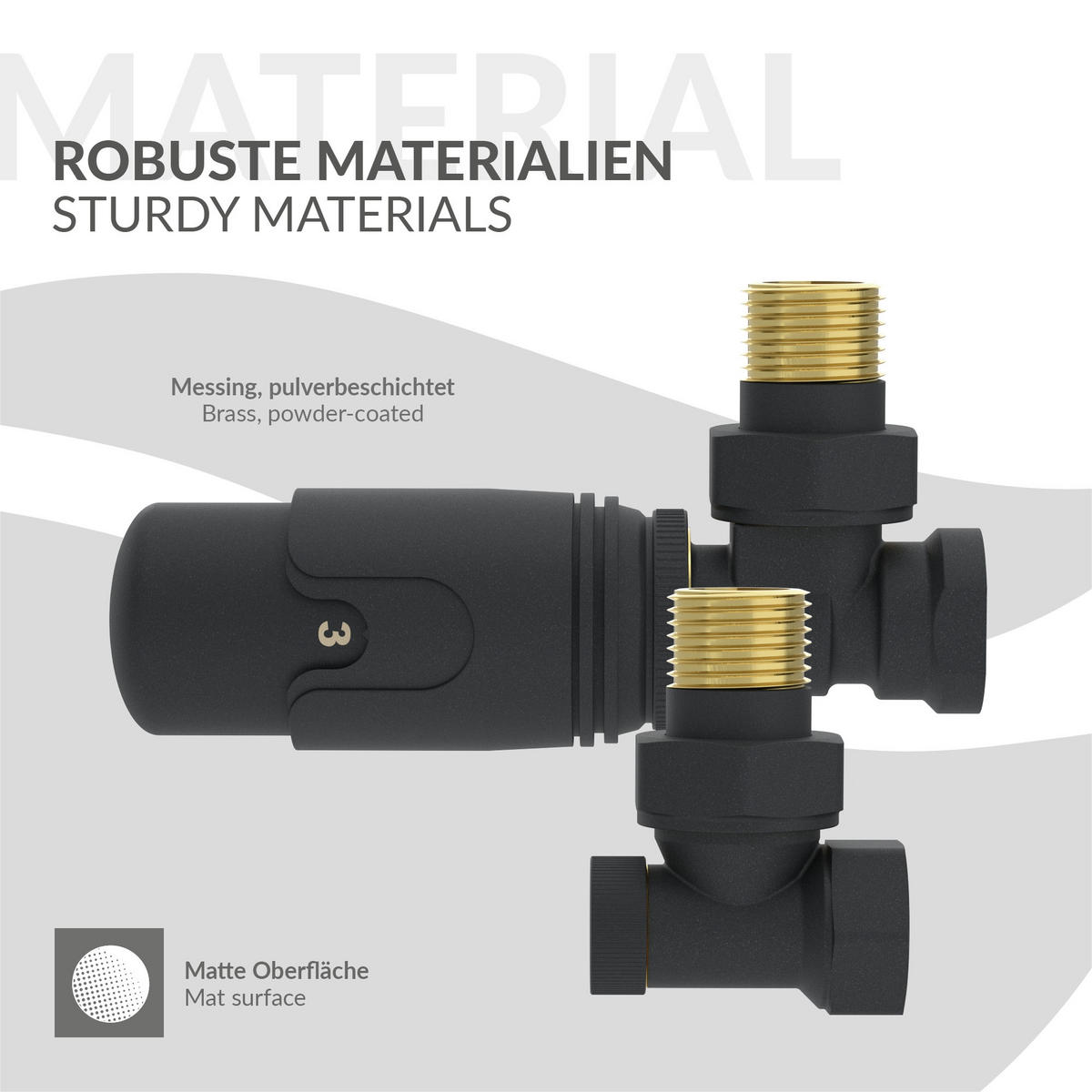VENTIL K RADIÁTORU 1/2 palce topenní ventil pro radiátory, rohový ventil, antracit - antracitová, kov (3/3.9/4.3cm) - LuxeBath