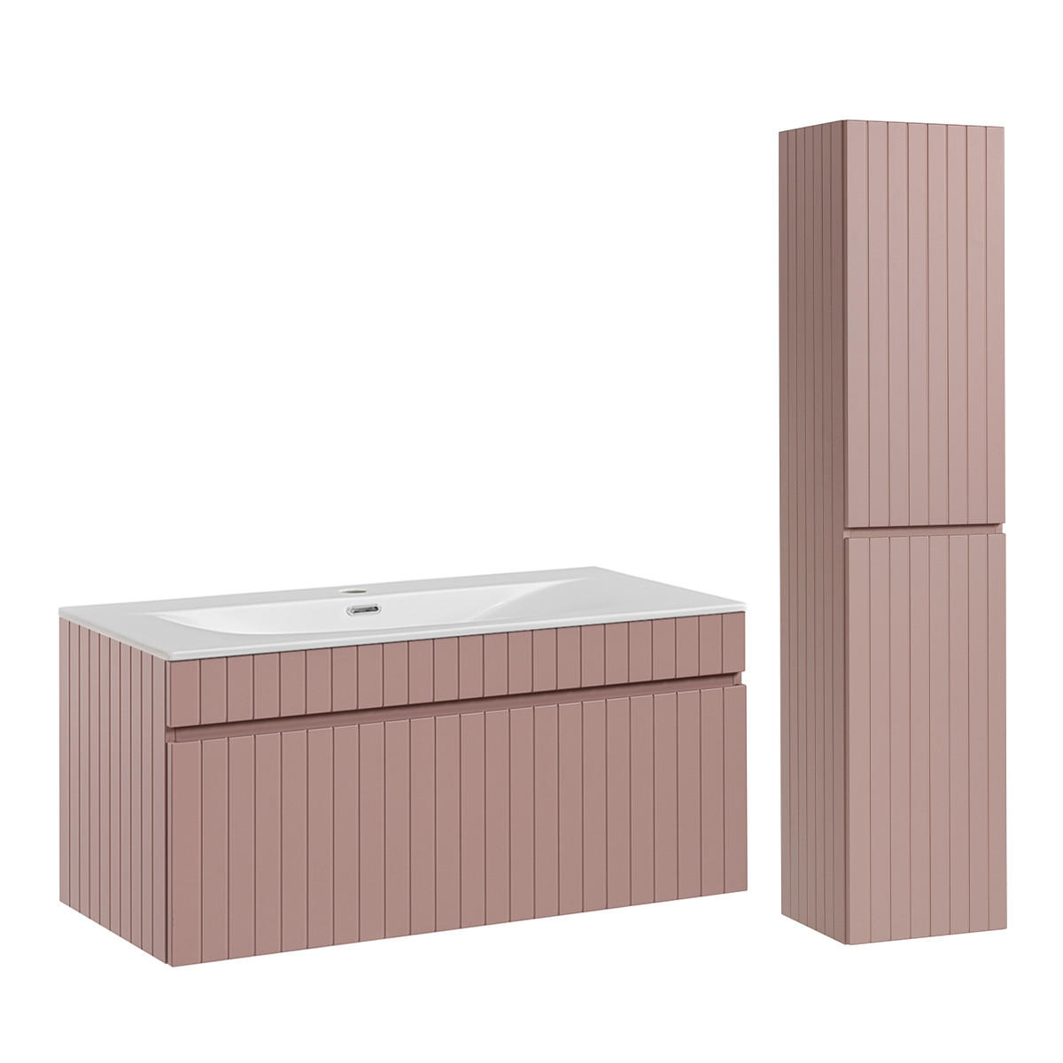 BADMÖBEL 100cm Zelie 2er-Set Rose - Pink, Holzwerkstoff (100/46/46cm) - Petits-meubles