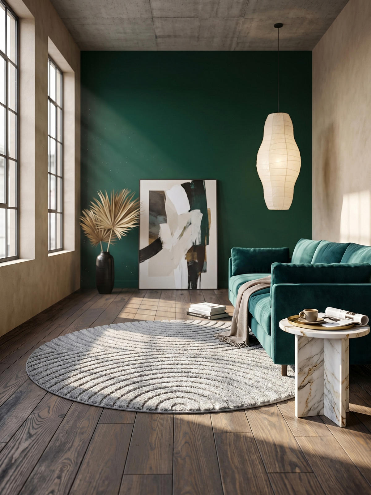 TEPPICH Wohnzimmer Hoch-Tief 3D-Effekt Organische Bögen mit 3D-Effekt OEKO-TEX 3D-Relief Boho Rund Silber 200x200 – RIGI - Silberfarben, Textil (200/200cm) - KADIMA DESIGN