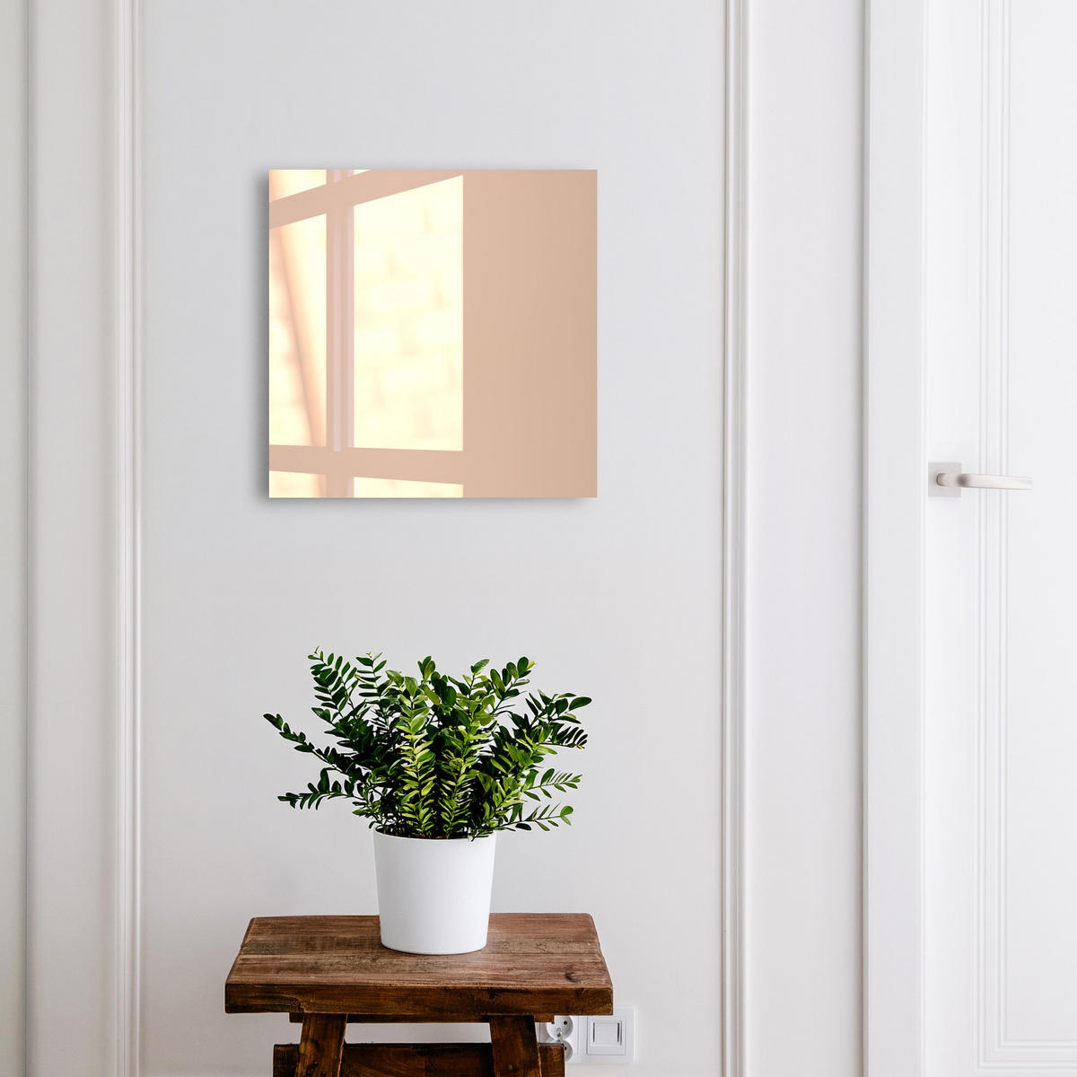 SCHLÜSSELBOX Weiß 30x30 cm – Türöffnung nach rechts - Warmes Beige - Beige, Metall (30/30/5cm) - TULUP
